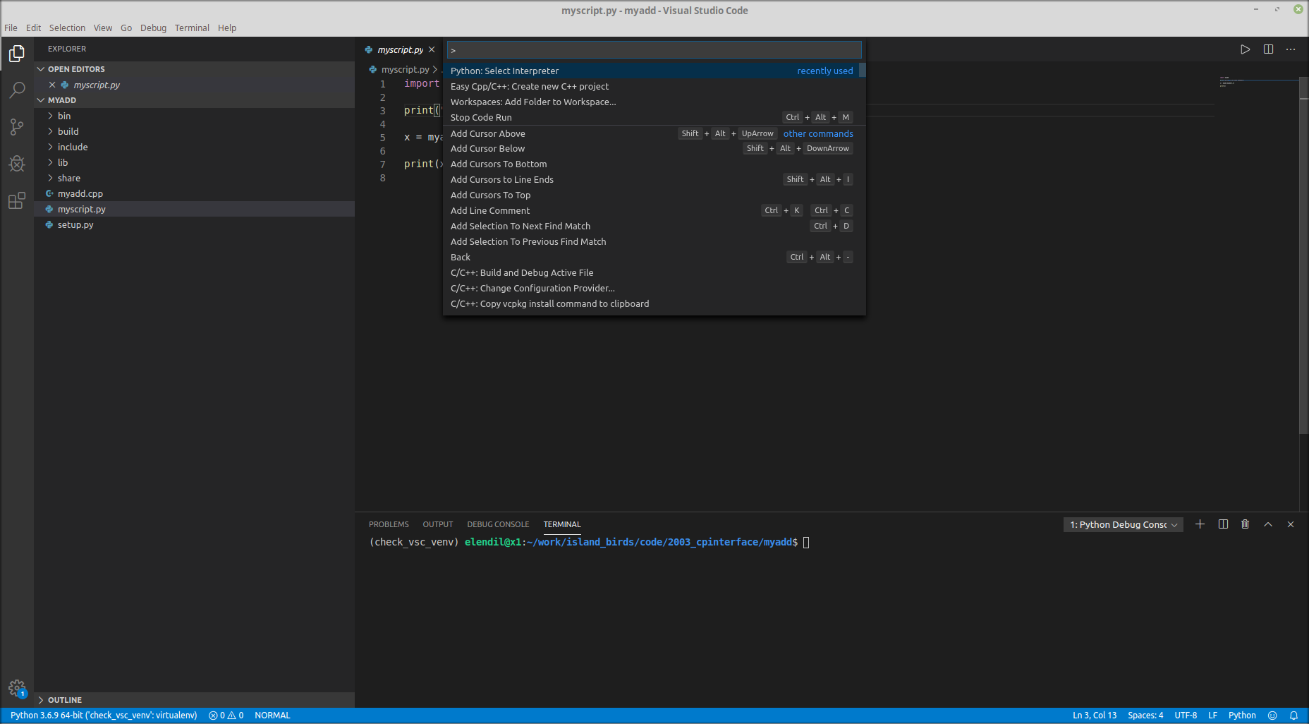 Visual Studio code Python debug. Интерпретатор Python 3. Парсер питон. Vs code Python virtualenv настройка.