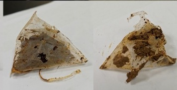 Termite damaged bags and tea loss.